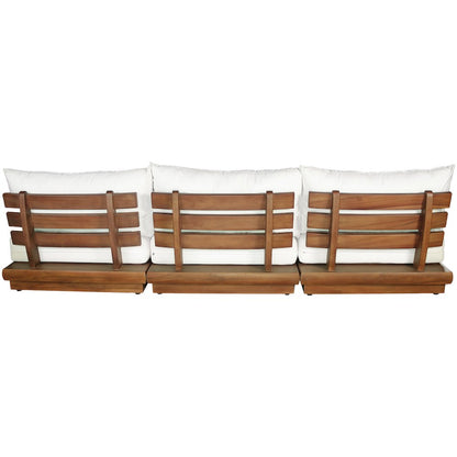 Mirella 111" White Water Resistant Fabric 3pc Patio Sofa