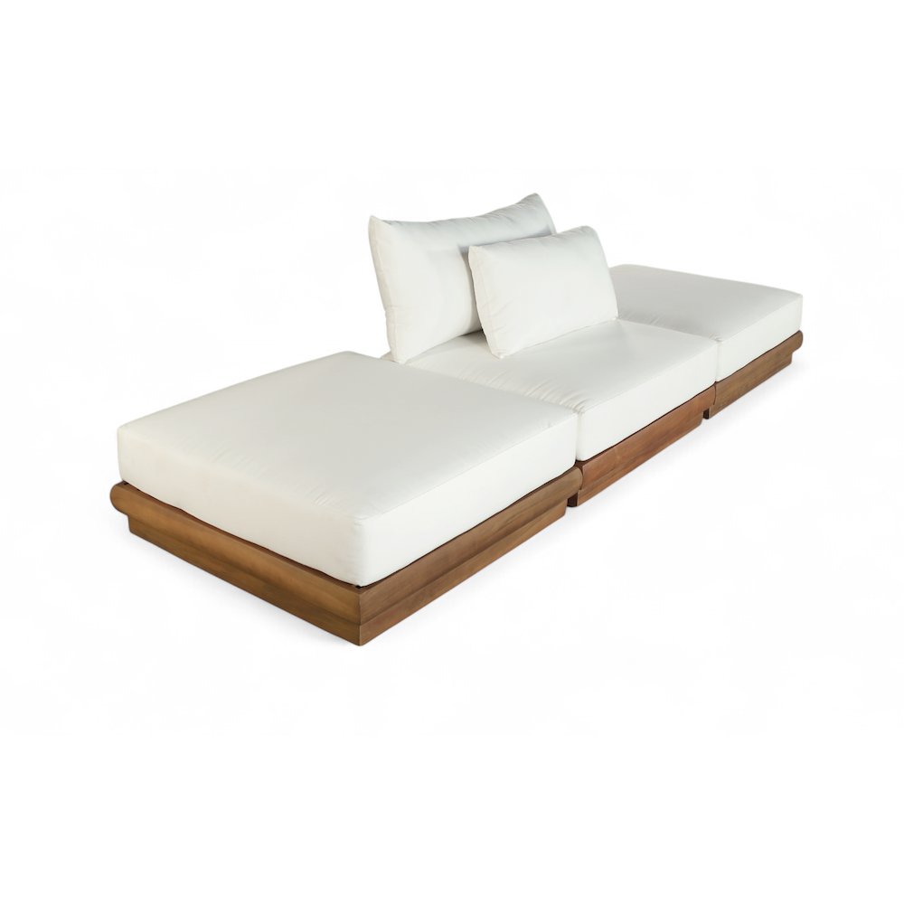 Mirella 111" White Water Resistant Fabric 3pc Patio Sofa