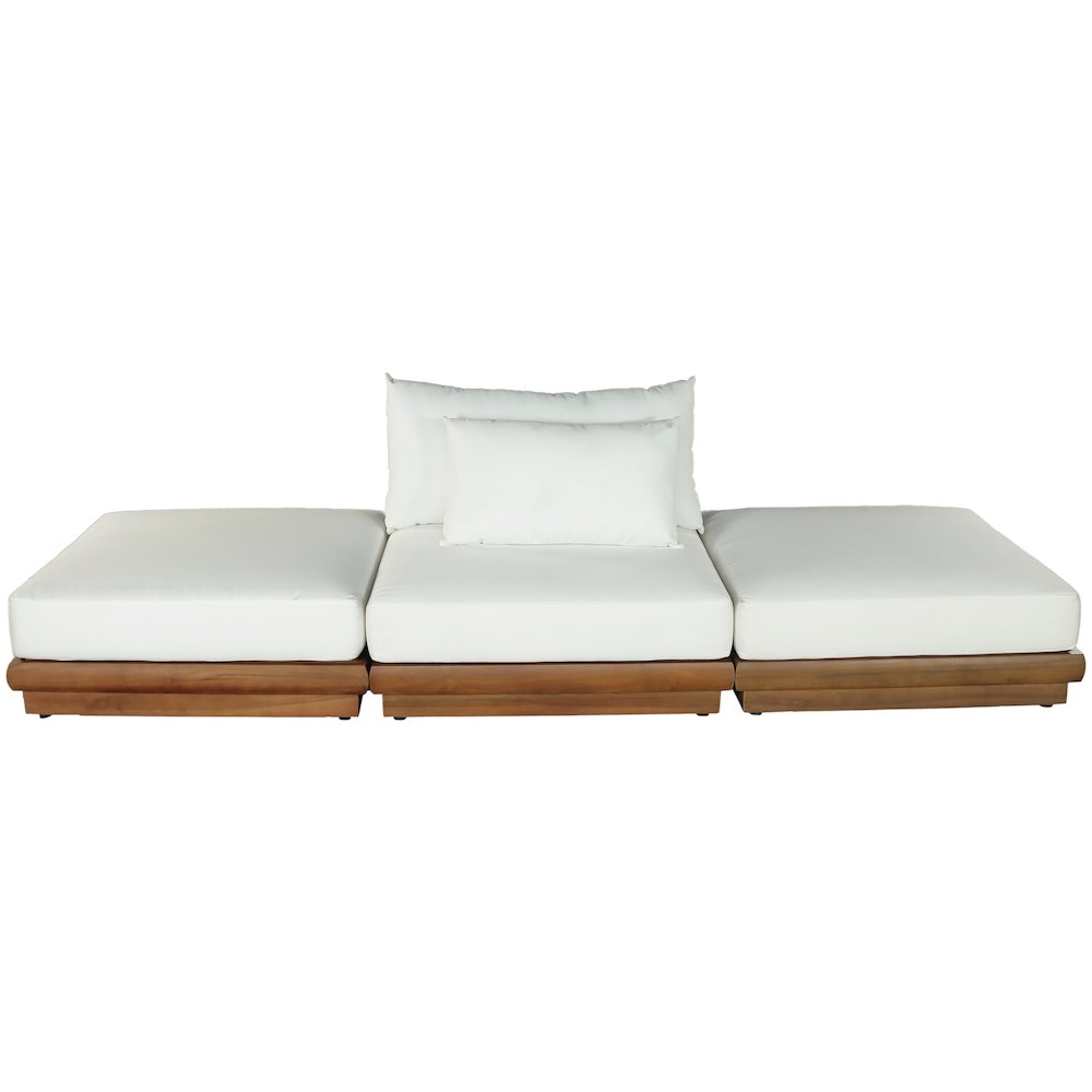Mirella 111" White Water Resistant Fabric 3pc Patio Sofa