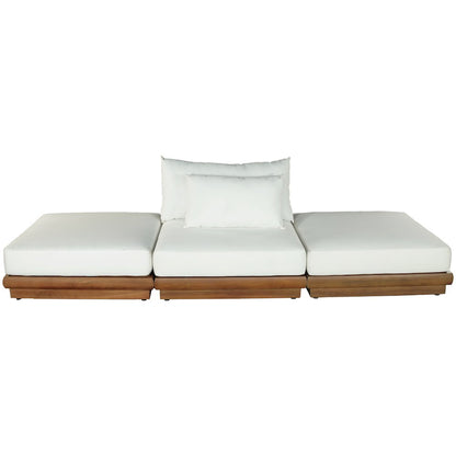 Mirella 111" White Water Resistant Fabric 3pc Patio Sofa