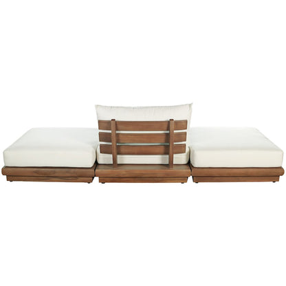 Mirella 111" White Water Resistant Fabric 3pc Patio Sofa