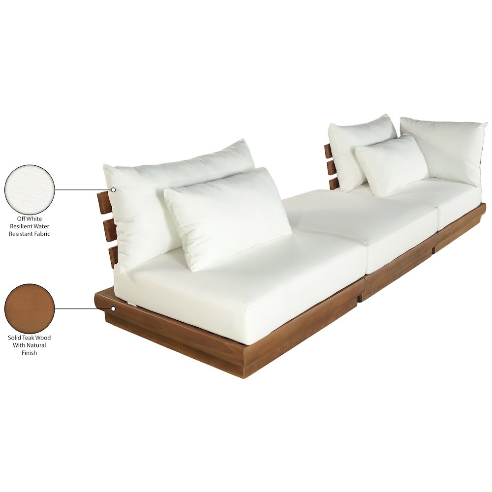 Mirella 112" White Water Resistant Fabric 3pc Patio Sofa
