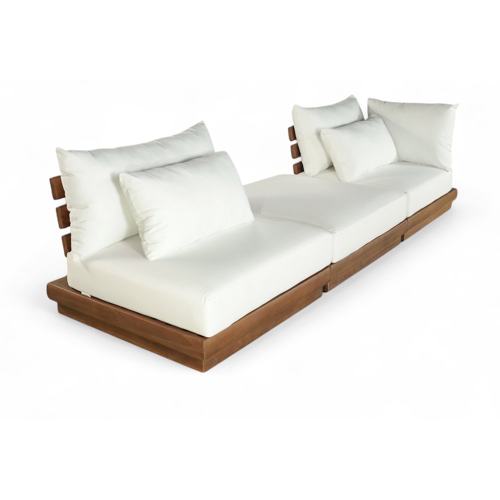 Mirella 112" White Water Resistant Fabric 3pc Patio Sofa