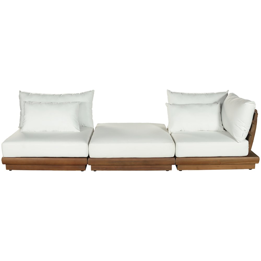 Mirella 112" White Water Resistant Fabric 3pc Patio Sofa