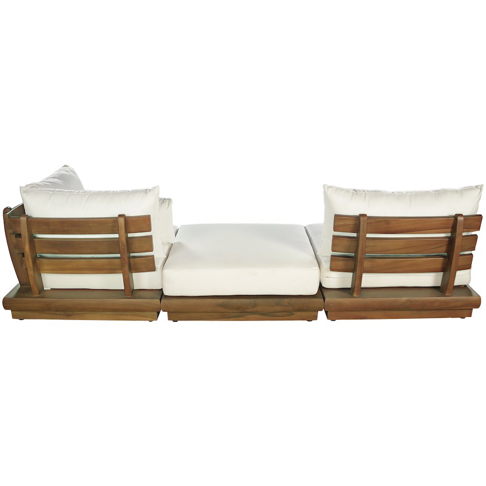 Mirella 112" White Water Resistant Fabric 3pc Patio Sofa