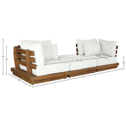 Mirella 113" White Water Resistant Fabric 3pc Patio Sofa