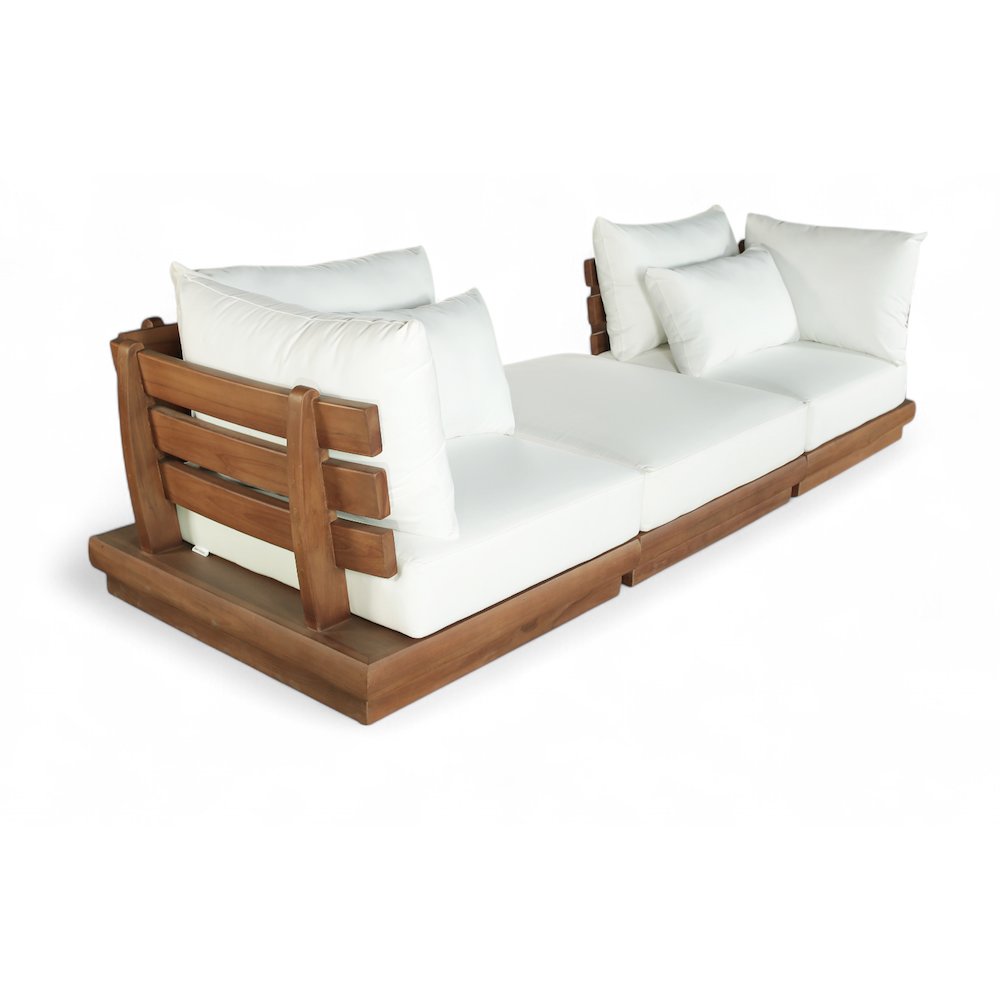Mirella 113" White Water Resistant Fabric 3pc Patio Sofa