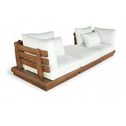 Mirella 113" White Water Resistant Fabric 3pc Patio Sofa