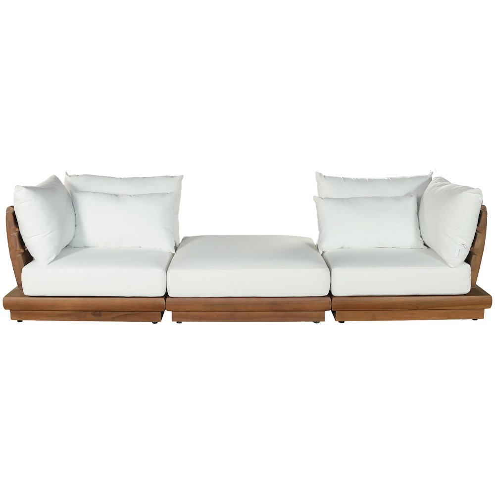 Mirella 113" White Water Resistant Fabric 3pc Patio Sofa