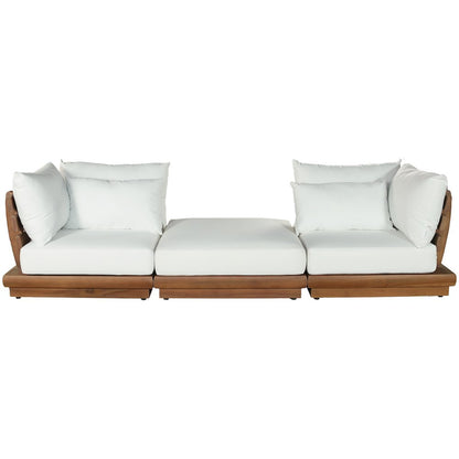 Mirella 113" White Water Resistant Fabric 3pc Patio Sofa