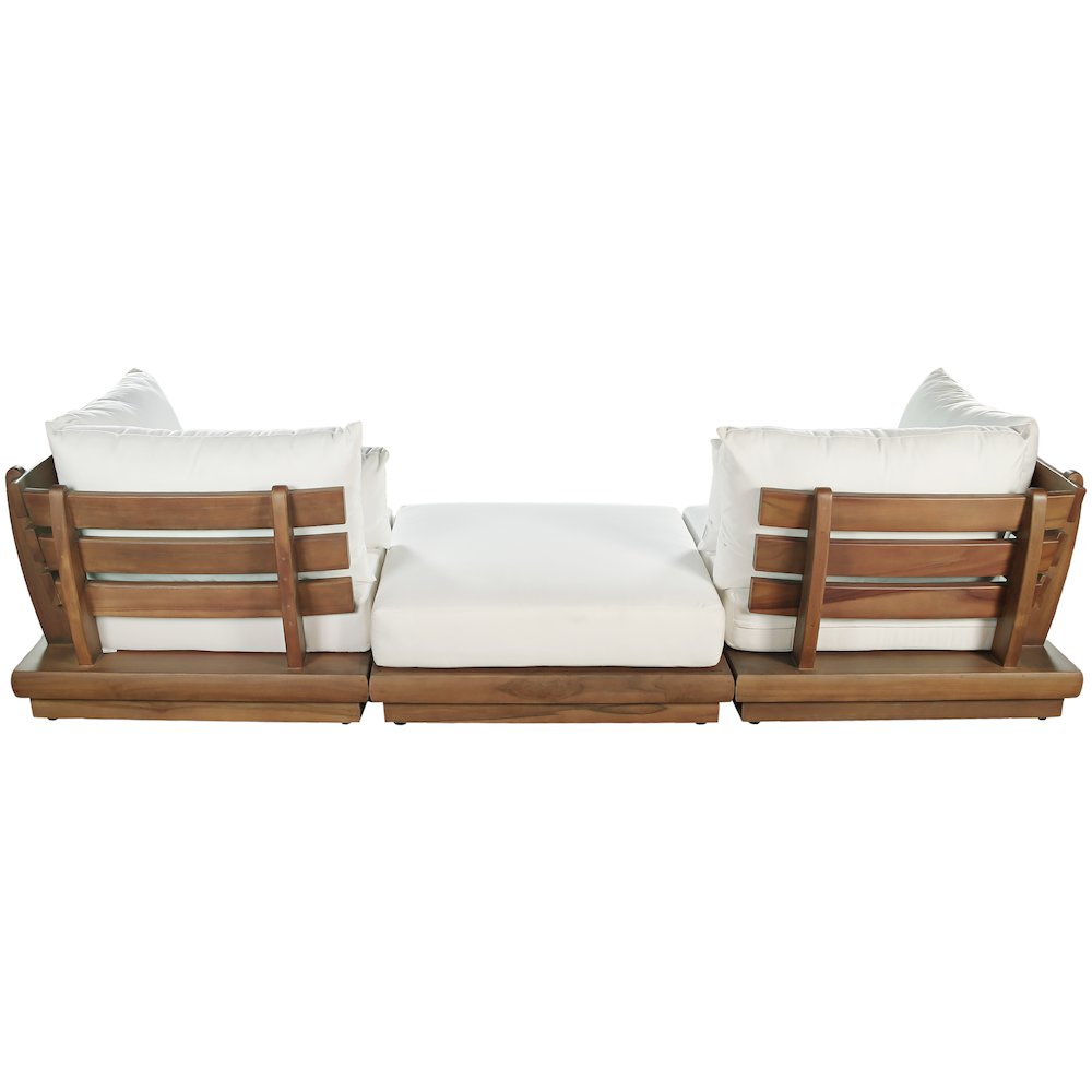 Mirella 113" White Water Resistant Fabric 3pc Patio Sofa
