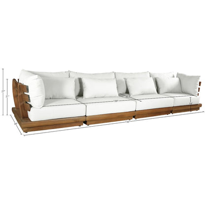 Mirella 150" White Water Resistant Fabric 4pc Patio Sofa