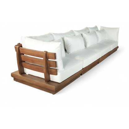 Mirella 150" White Water Resistant Fabric 4pc Patio Sofa