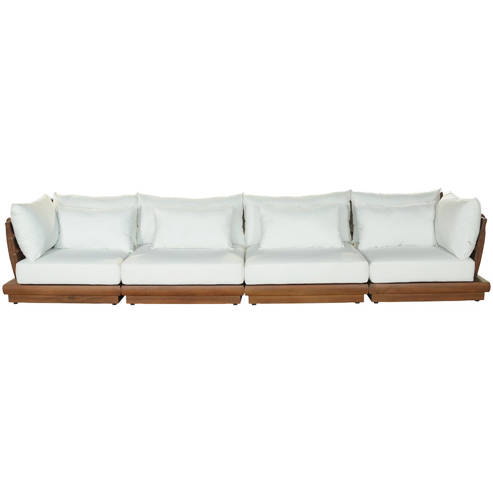 Mirella 150" White Water Resistant Fabric 4pc Patio Sofa
