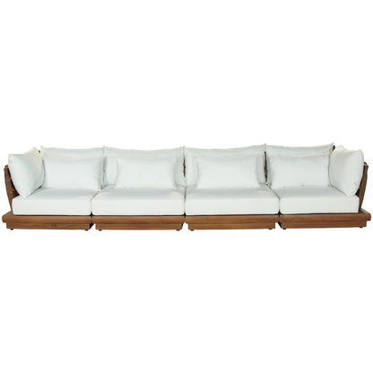 Mirella 150" White Water Resistant Fabric 4pc Patio Sofa