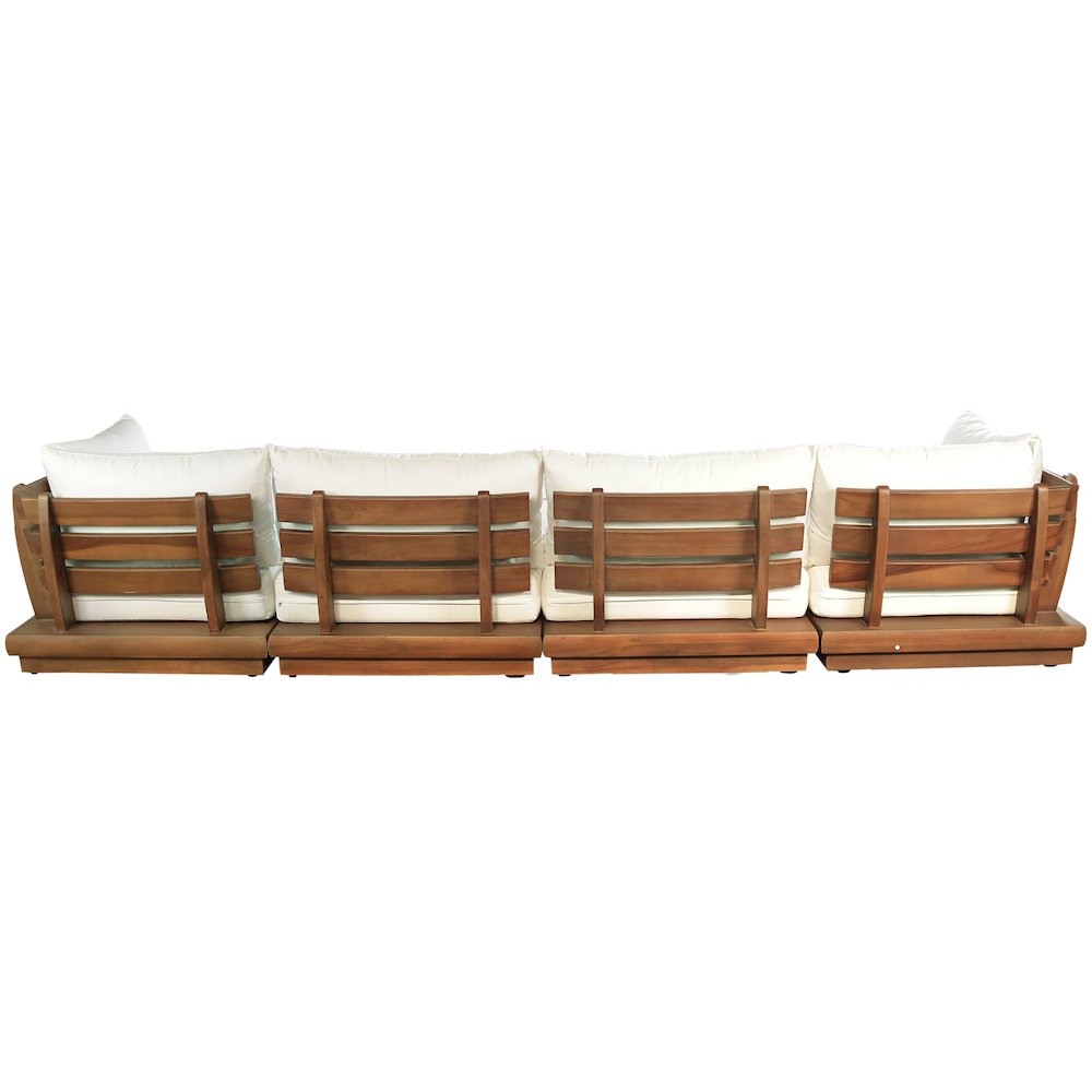 Mirella 150" White Water Resistant Fabric 4pc Patio Sofa