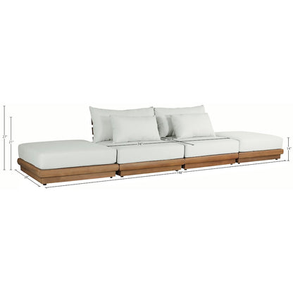 Mirella 148" White Water Resistant Fabric 4pc Patio Sofa