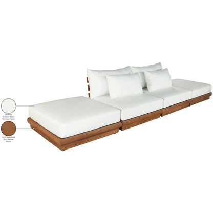 Mirella 148" White Water Resistant Fabric 4pc Patio Sofa