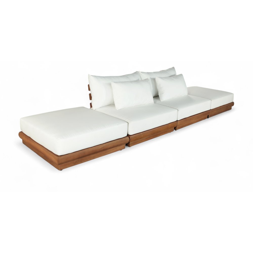 Mirella 148" White Water Resistant Fabric 4pc Patio Sofa