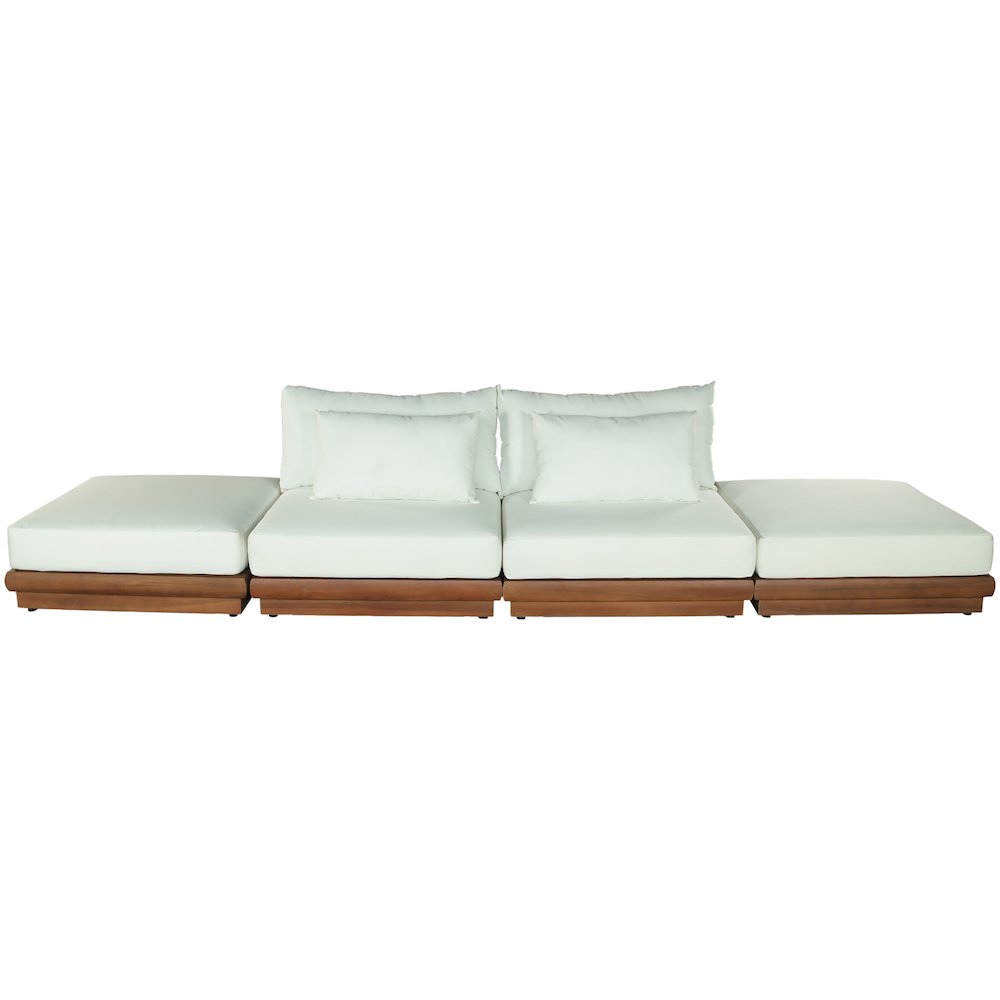 Mirella 148" White Water Resistant Fabric 4pc Patio Sofa