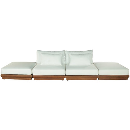 Mirella 148" White Water Resistant Fabric 4pc Patio Sofa