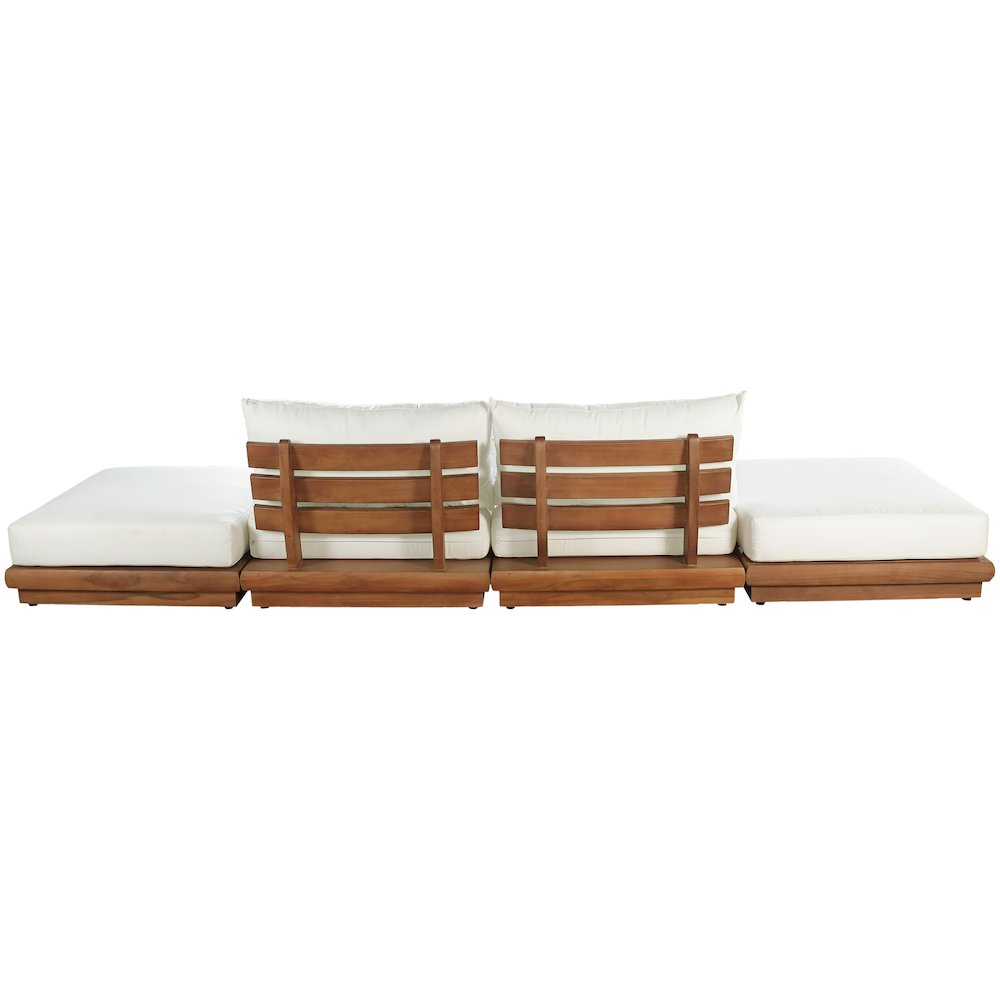 Mirella 148" White Water Resistant Fabric 4pc Patio Sofa