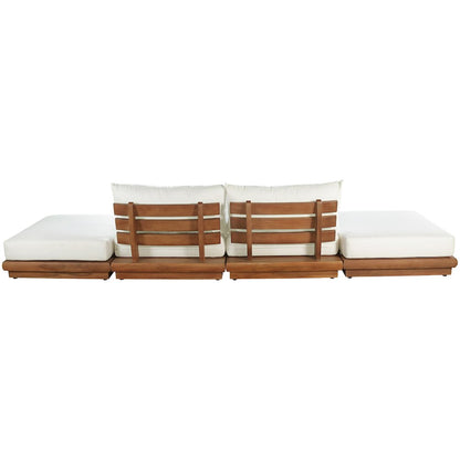 Mirella 148" White Water Resistant Fabric 4pc Patio Sofa