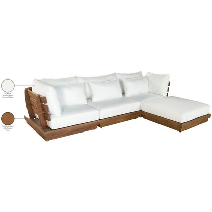 Mirella 113" White Water Resistant Fabric 4pc Patio Sectional