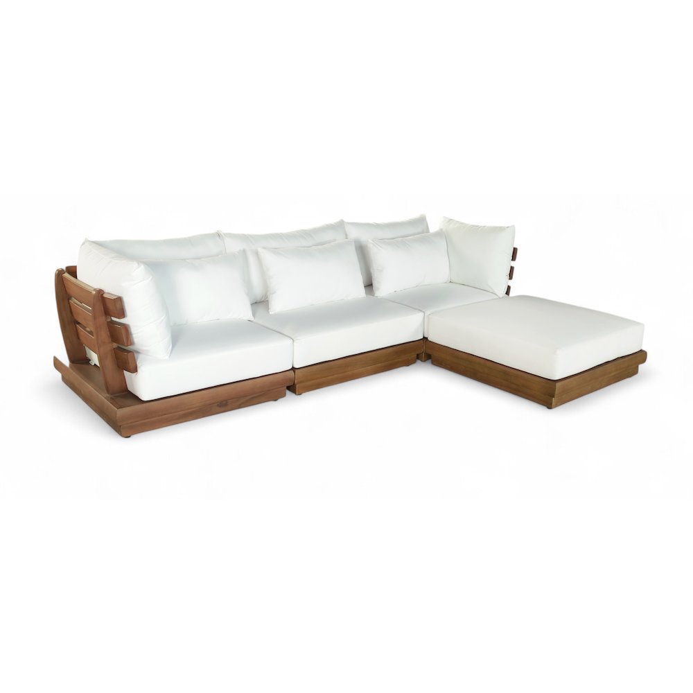 Mirella 113" White Water Resistant Fabric 4pc Patio Sectional