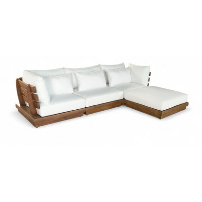 Mirella 113" White Water Resistant Fabric 4pc Patio Sectional