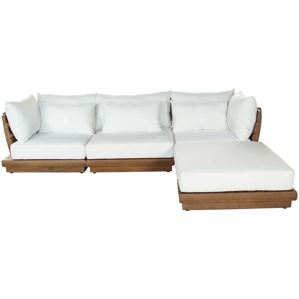 Mirella 113" White Water Resistant Fabric 4pc Patio Sectional