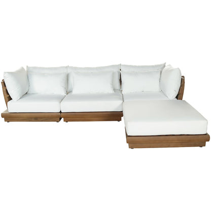 Mirella 113" White Water Resistant Fabric 4pc Patio Sectional