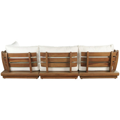 Mirella 113" White Water Resistant Fabric 4pc Patio Sectional