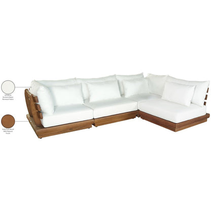 Mirella 113" White Water Resistant Fabric 4pc Patio Sectional