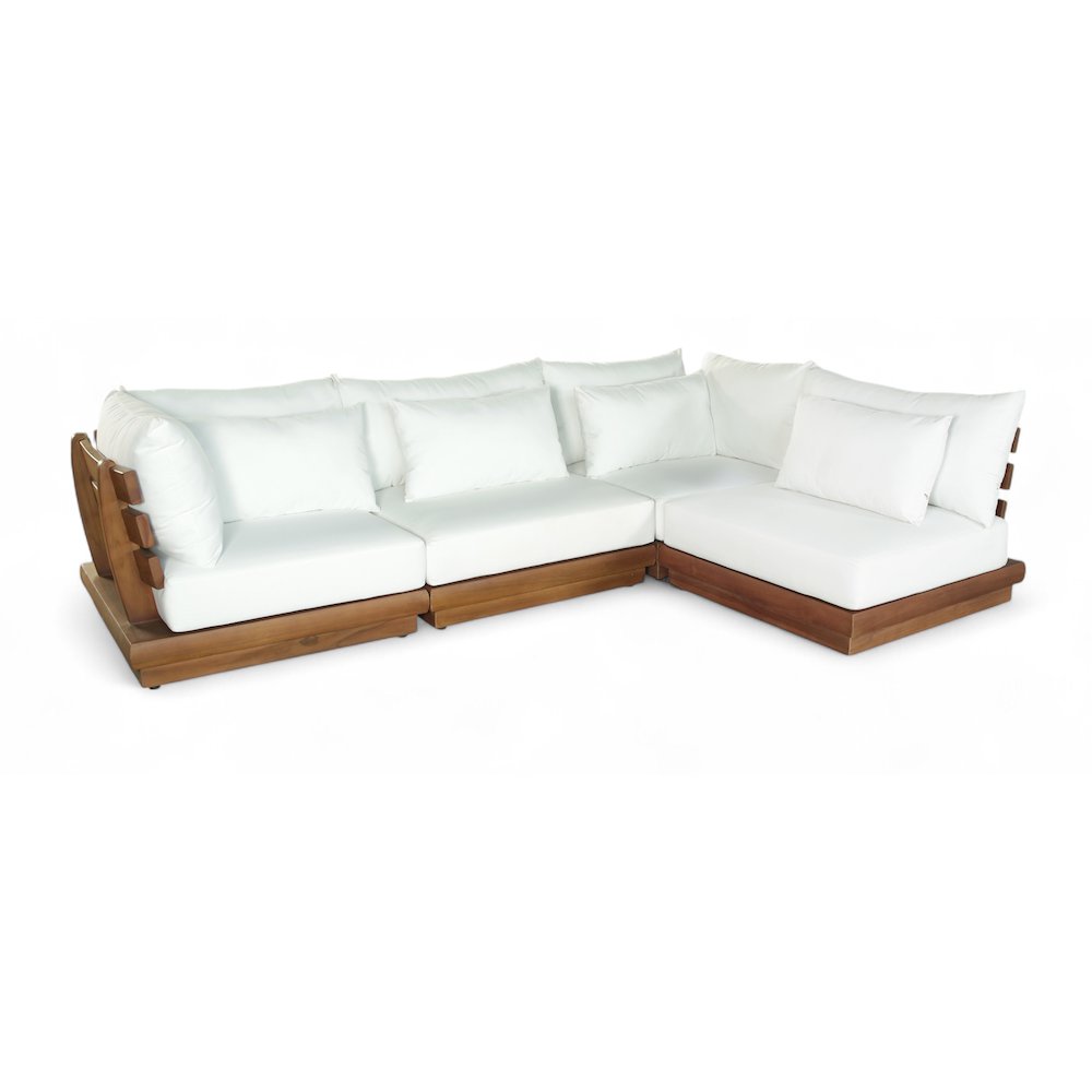 Mirella 113" White Water Resistant Fabric 4pc Patio Sectional
