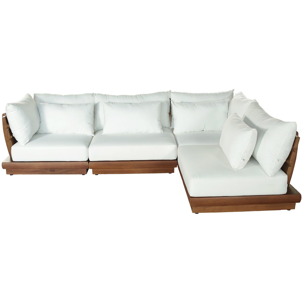 Mirella 113" White Water Resistant Fabric 4pc Patio Sectional
