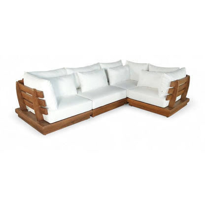 Mirella 113" White Water Resistant Fabric 4pc Patio Sectional