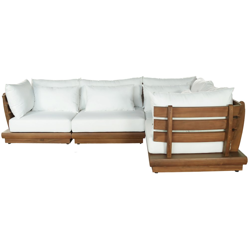 Mirella 113" White Water Resistant Fabric 4pc Patio Sectional