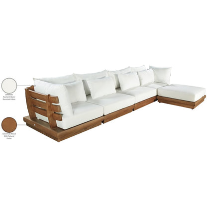 Mirella 150" White Water Resistant Fabric 5pc Patio Sectional
