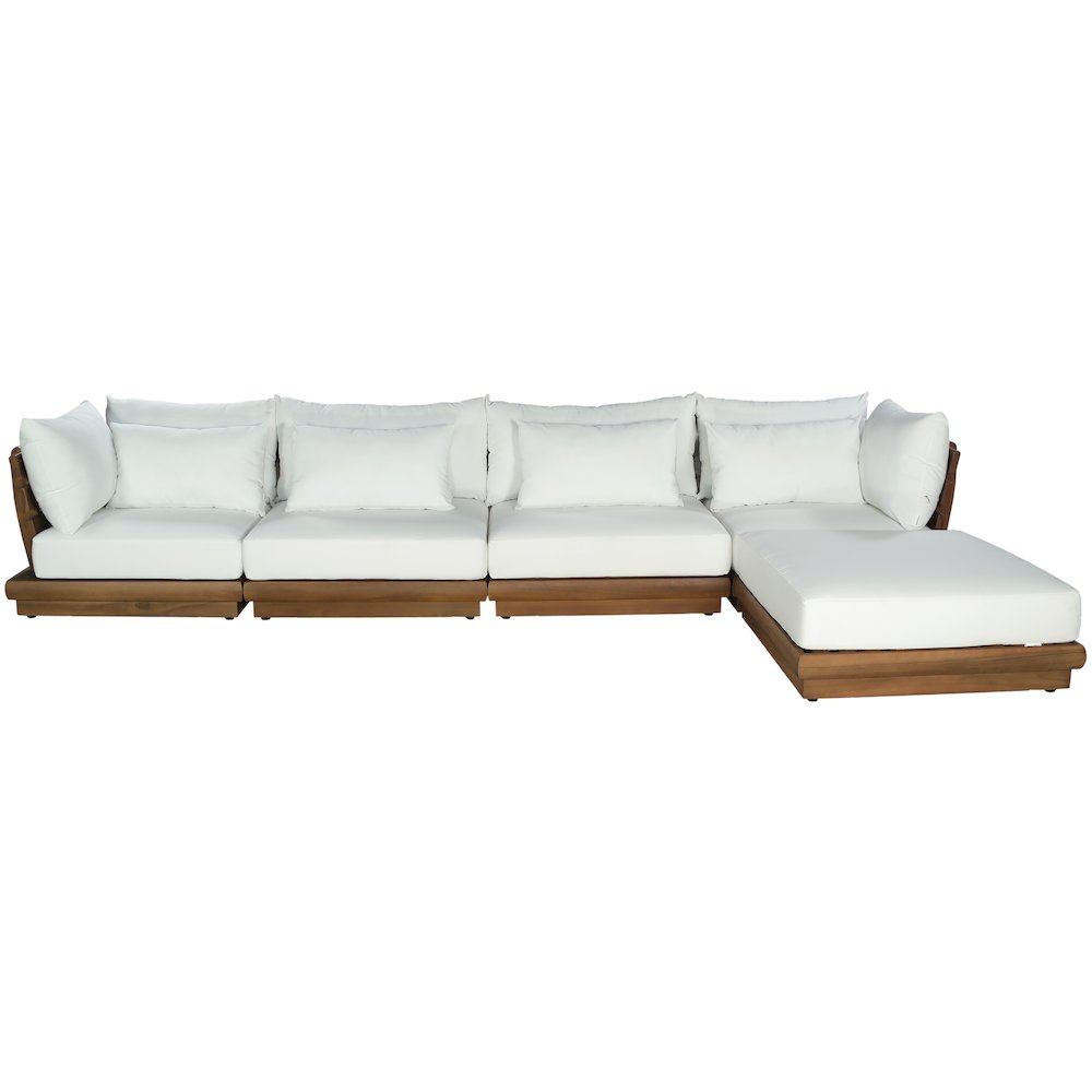 Mirella 150" White Water Resistant Fabric 5pc Patio Sectional