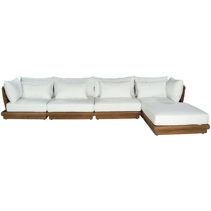 Mirella 150" White Water Resistant Fabric 5pc Patio Sectional