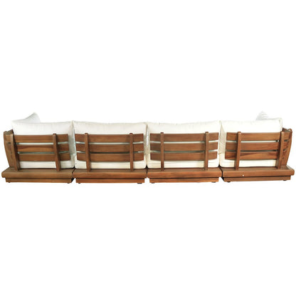 Mirella 150" White Water Resistant Fabric 5pc Patio Sectional