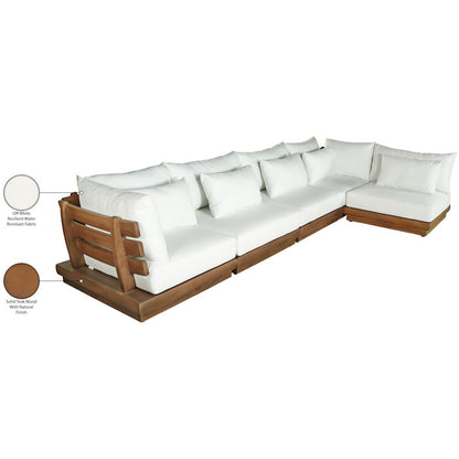 Mirella 150" White Water Resistant Fabric 5pc Patio Sectional