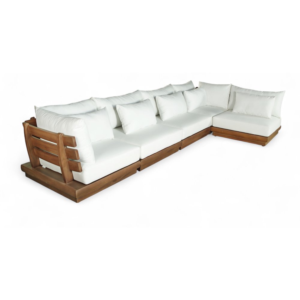 Mirella 150" White Water Resistant Fabric 5pc Patio Sectional