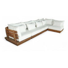 Mirella 150" White Water Resistant Fabric 5pc Patio Sectional