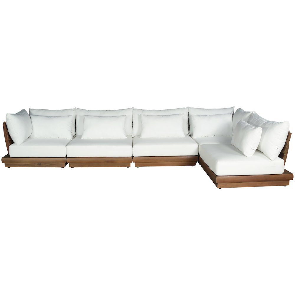 Mirella 150" White Water Resistant Fabric 5pc Patio Sectional