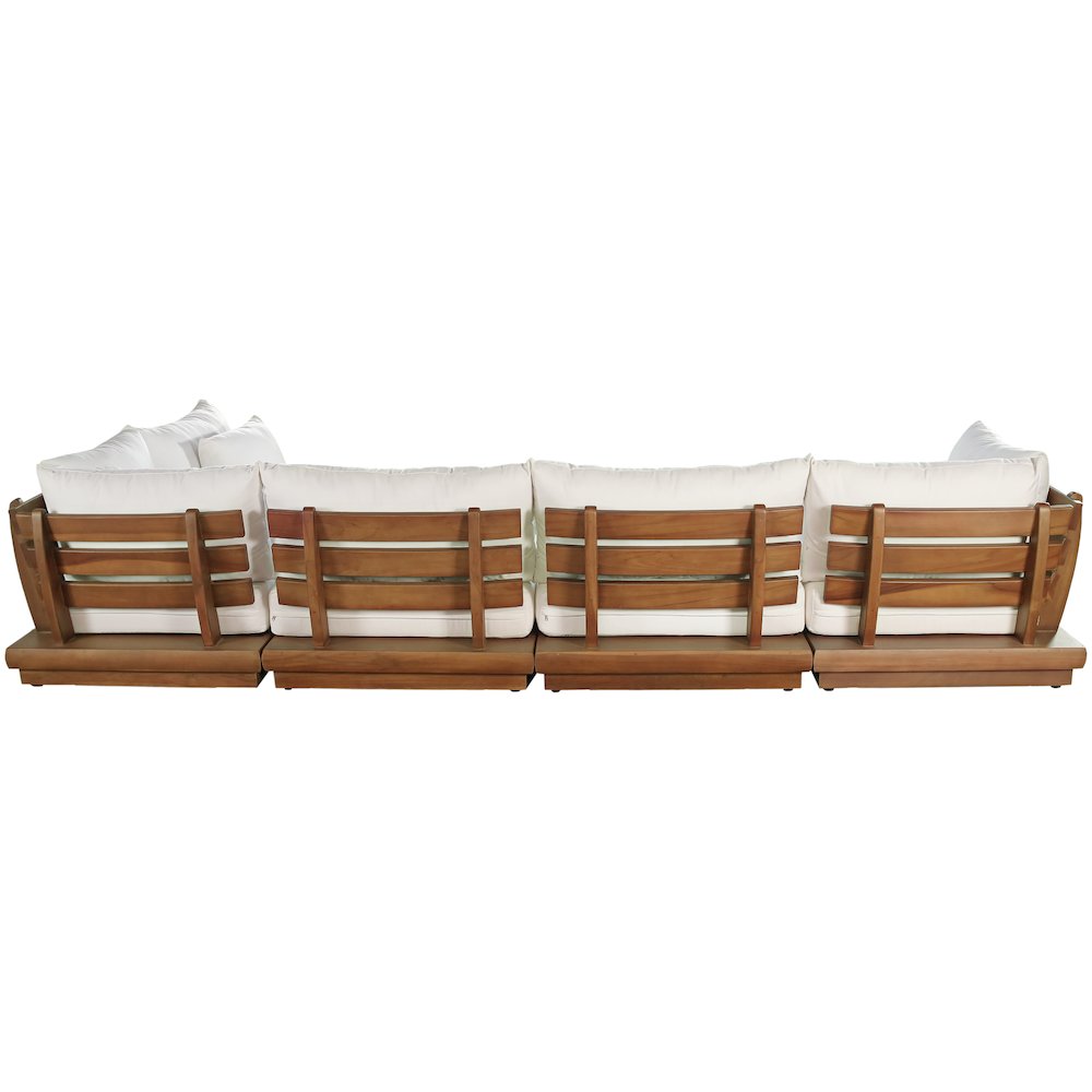 Mirella 150" White Water Resistant Fabric 5pc Patio Sectional