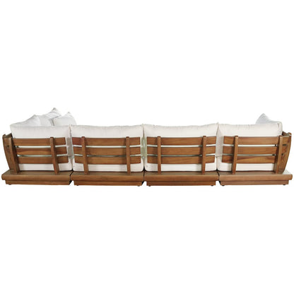 Mirella 150" White Water Resistant Fabric 5pc Patio Sectional