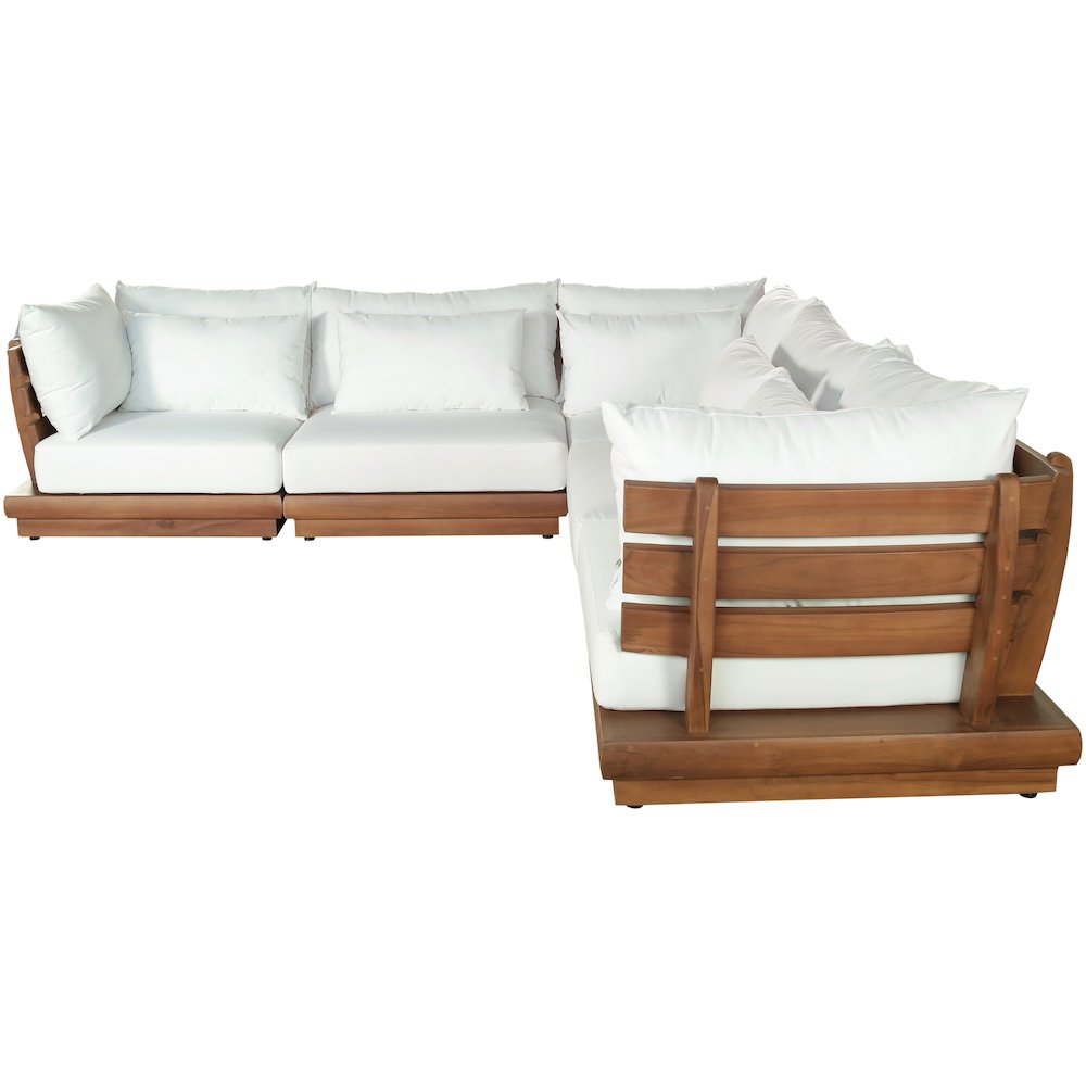 Mirella 113" White Water Resistant Fabric 5pc Patio Sectional