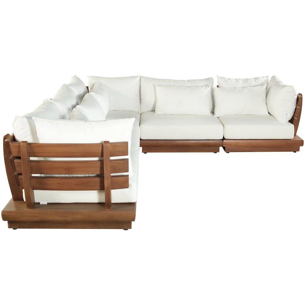 Mirella 113" White Water Resistant Fabric 5pc Patio Sectional
